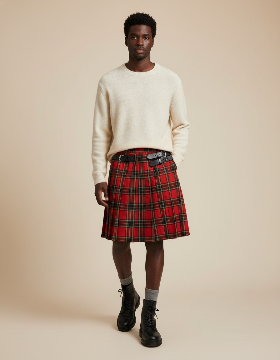 Jupe Homme Écossaise Plissée Chic Raffinée