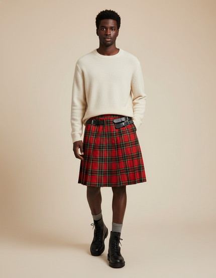 Jupe Homme Écossaise Plissée Chic Raffinée