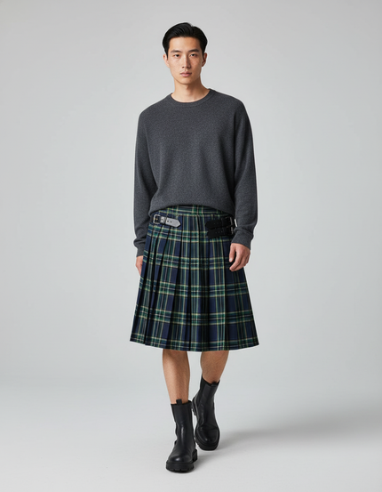Jupe Homme Écossaise Plissée Classique