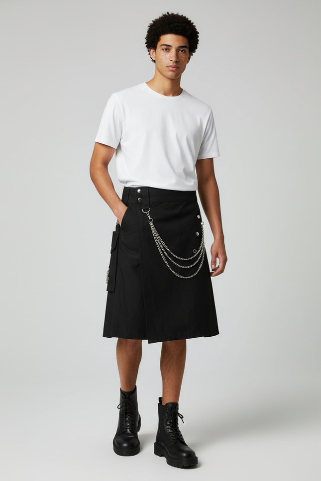 Jupe Homme Noire À Chaînes Décontractée