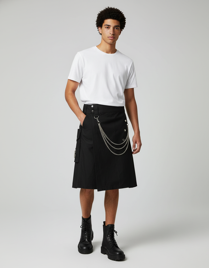 Jupe Homme Noire À Chaînes Décontractée