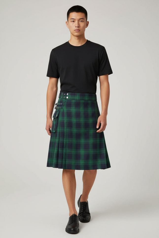 Jupe Homme Écossaise Plissée Chic Distinguée