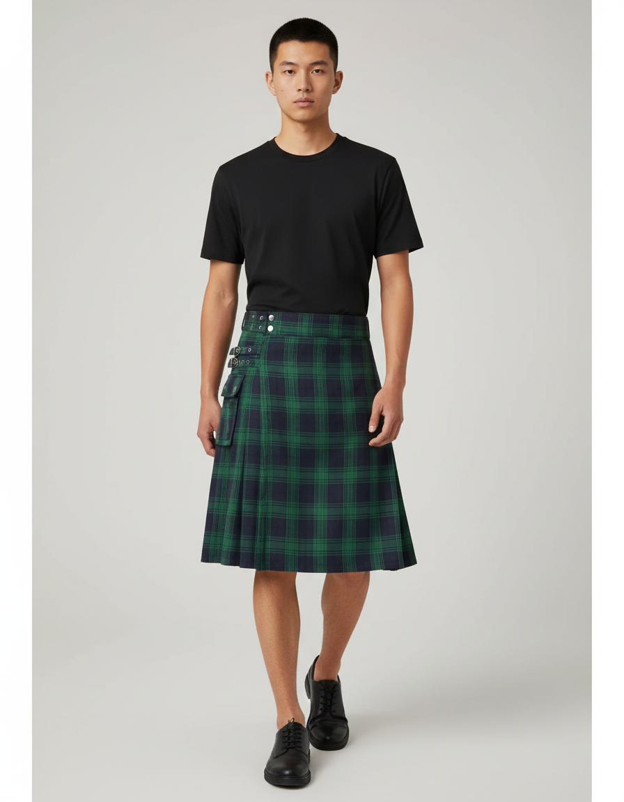 Jupe Homme Écossaise Plissée Chic Distinguée