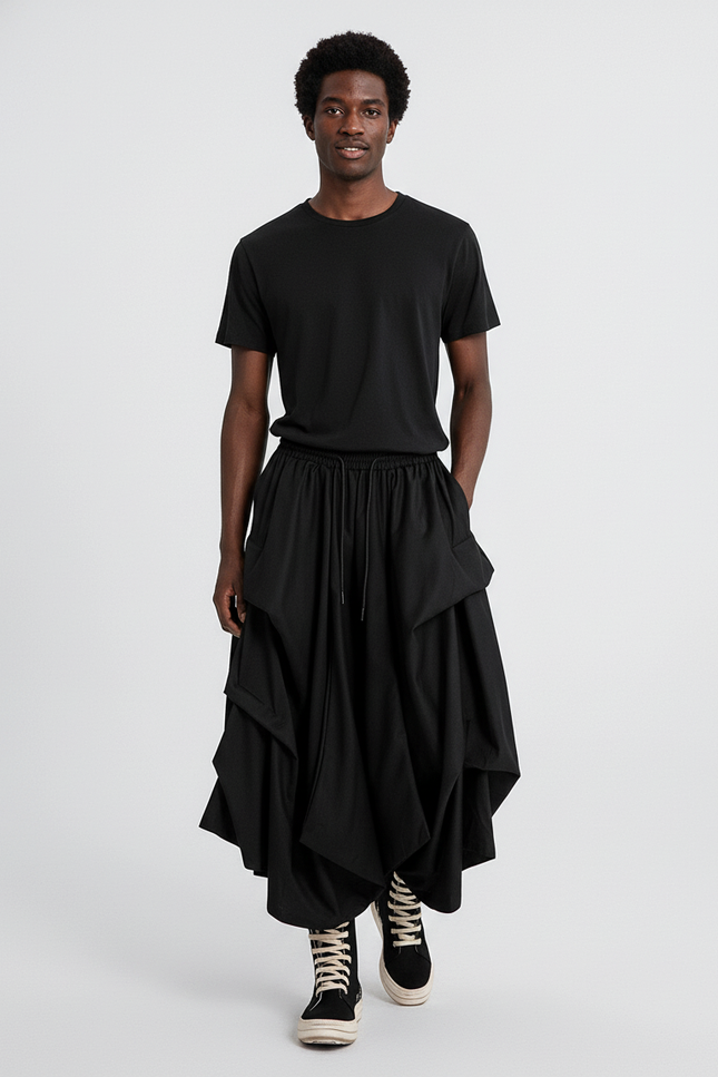 Jupe Homme Noire Plissée Ample