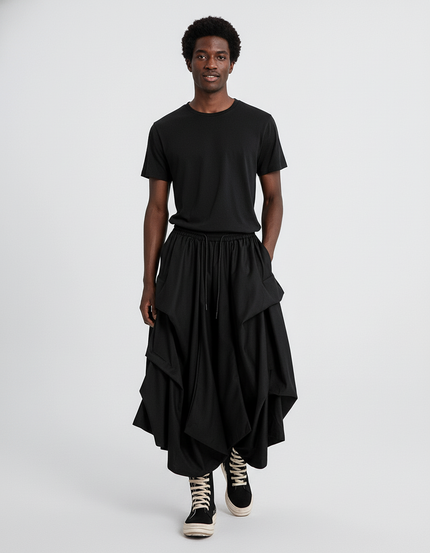 Jupe Homme Noire Plissée Ample