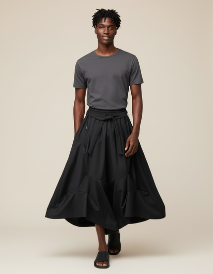 Jupe Homme Noire Plissée Fluide