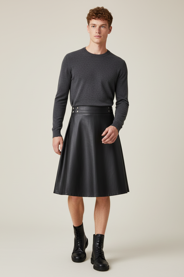 Jupe Homme Plissée Cuir Chic