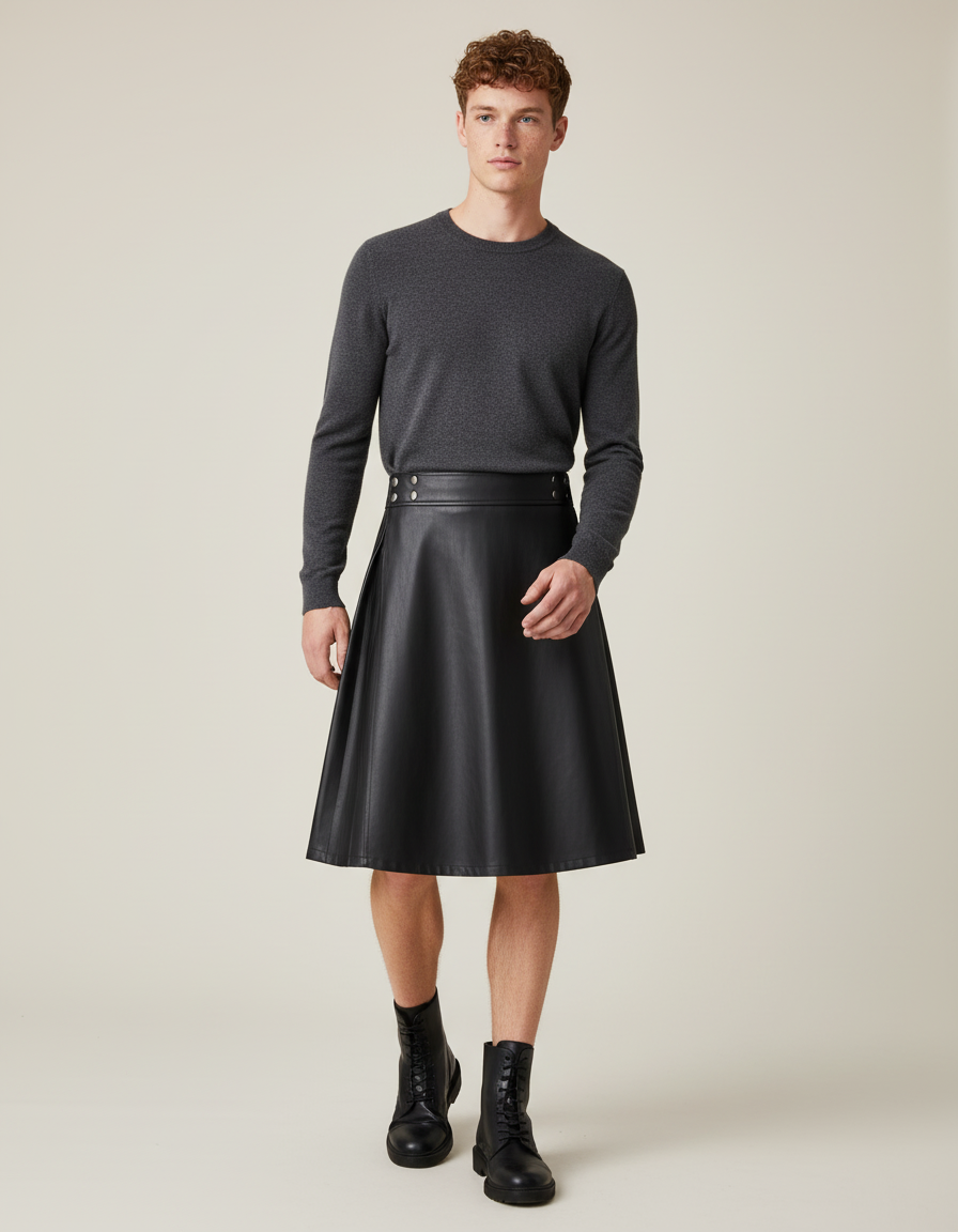 Jupe Homme Plissée Cuir Chic