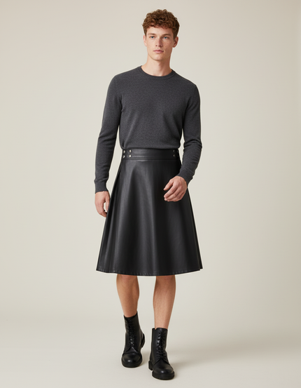 Jupe Homme Plissée Cuir Chic