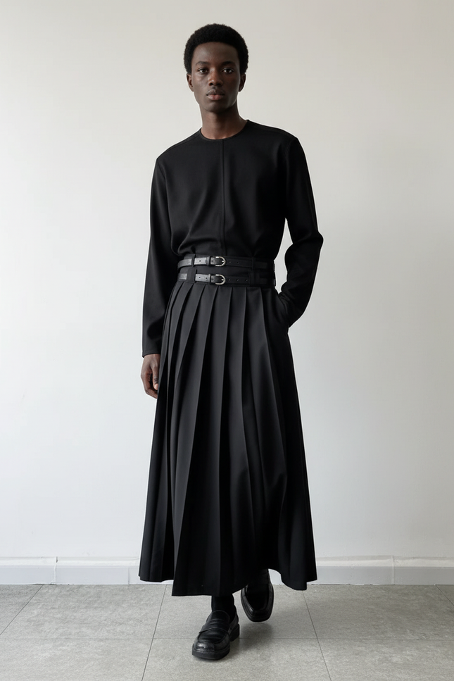 Jupe Homme Plissée Longue Décontractée