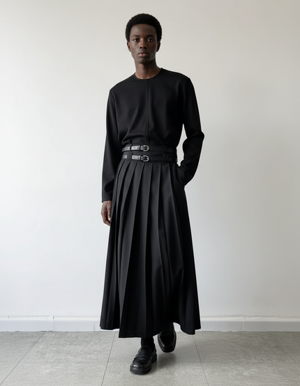 Jupe Homme Plissée Longue Décontractée