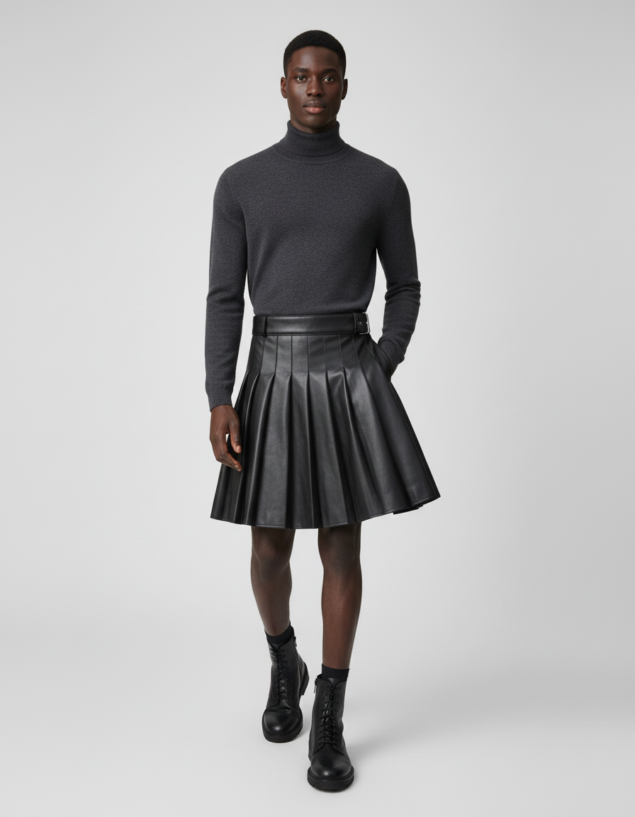 Jupe Homme Cuir Plissée Chic