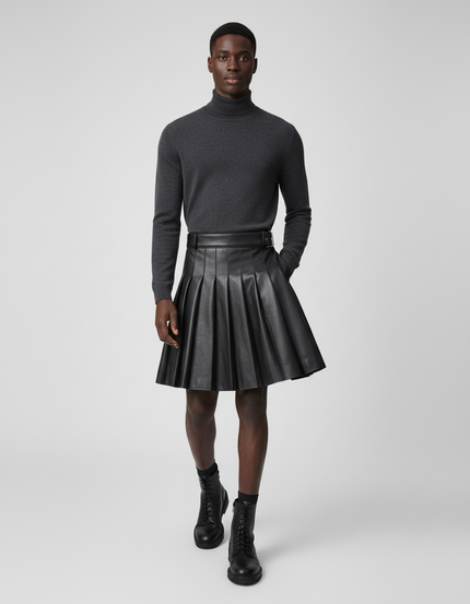 Jupe Homme Cuir Plissée Chic