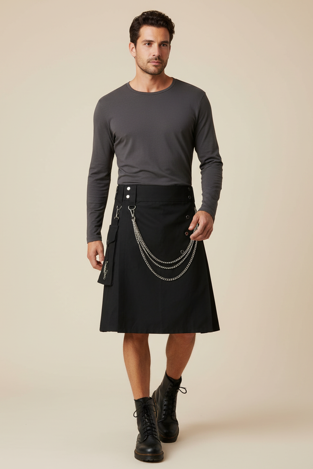 Jupe Homme Noire Steampunk Décontractée