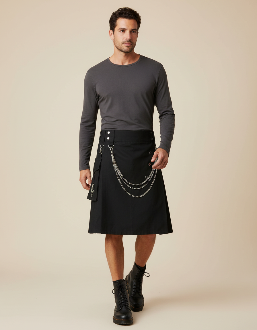 Jupe Homme Noire Steampunk Décontractée