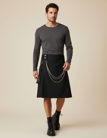 Jupe Homme Noire Steampunk Décontractée