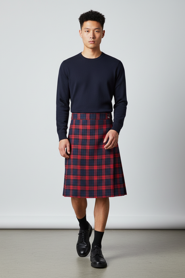 Jupe Homme Tartan Plissée Décontractée Rustique