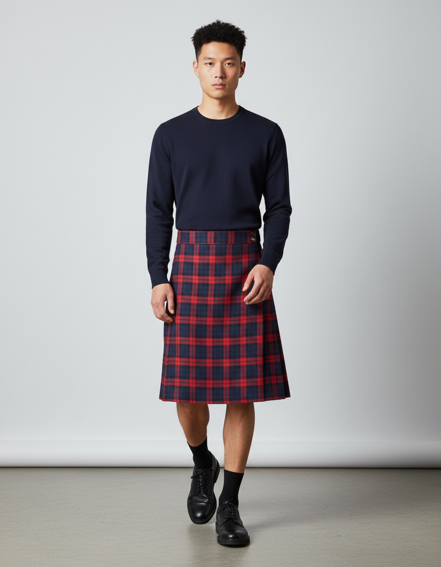 Jupe Homme Tartan Plissée Décontractée Rustique