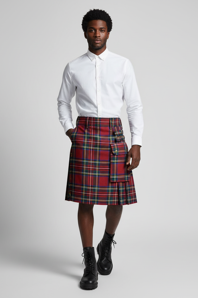 Jupe Homme Tartan Plissée Élégante Noble