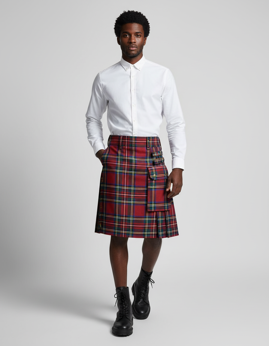 Jupe Homme Tartan Plissée Élégante Noble