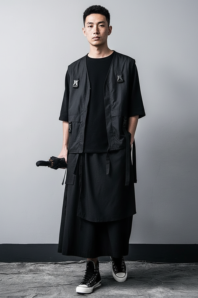 Jupe Homme Noire Irrégulière Décontractée