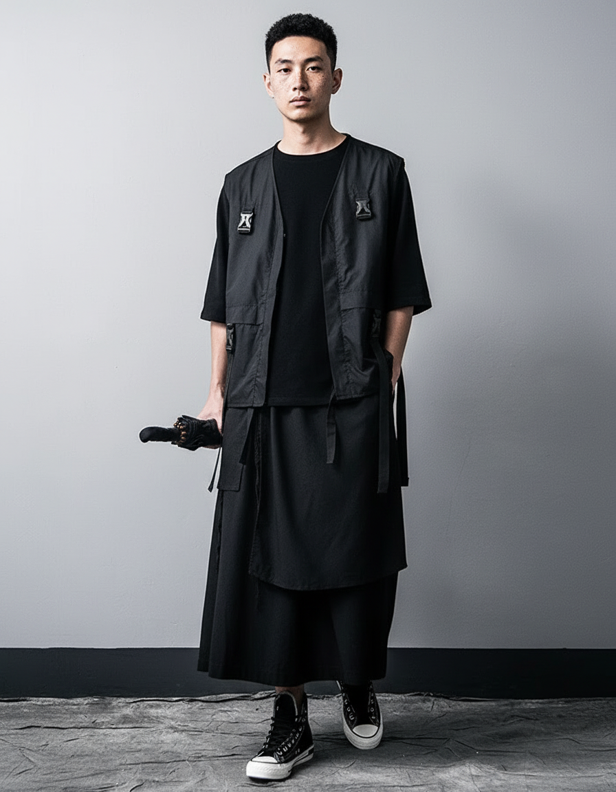 Jupe Homme Noire Irrégulière Décontractée