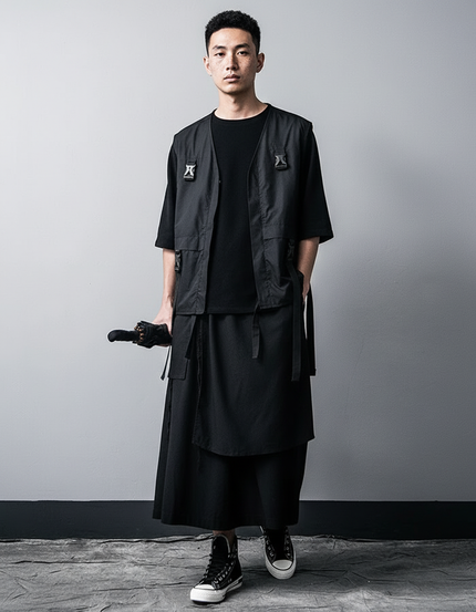 Jupe Homme Noire Irrégulière Décontractée