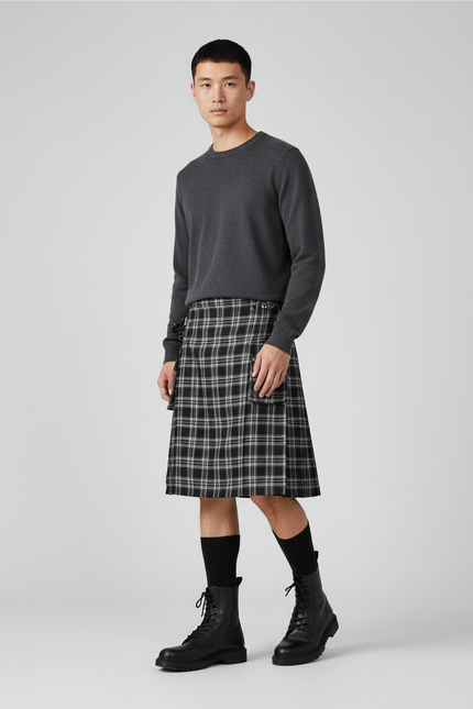 Jupe Homme Écossaise Plissée Vintage