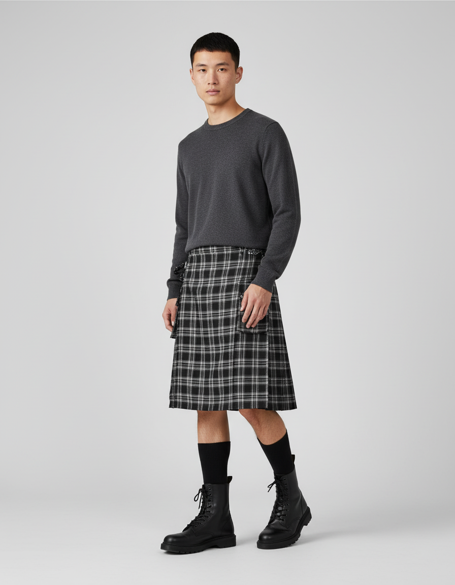 Jupe Homme Écossaise Plissée Vintage