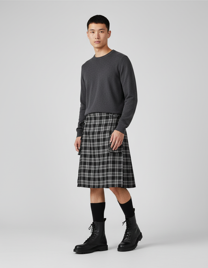 Jupe Homme Écossaise Plissée Vintage