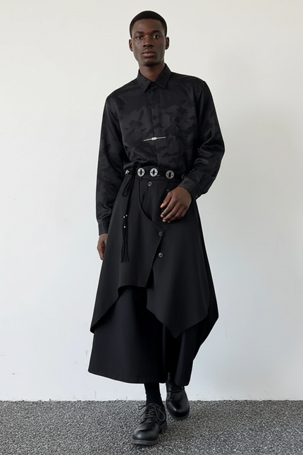 Jupe Homme Noire Irrégulière Fluide Dynamique