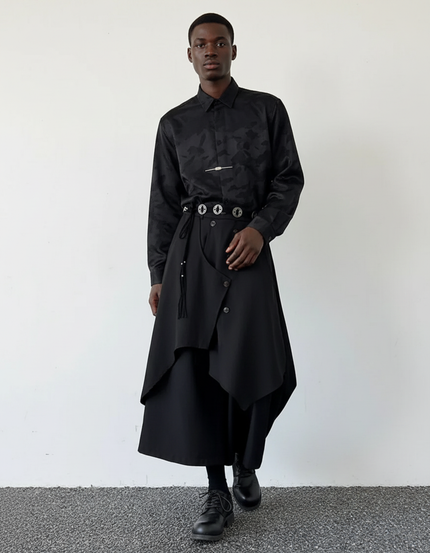 Jupe Homme Noire Irrégulière Fluide Dynamique