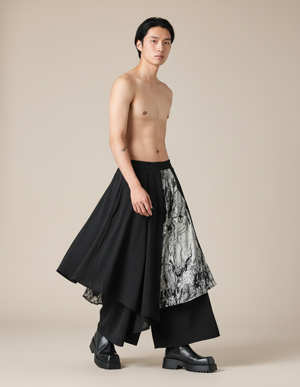 Jupe Homme Noire Motif Marbré Chic