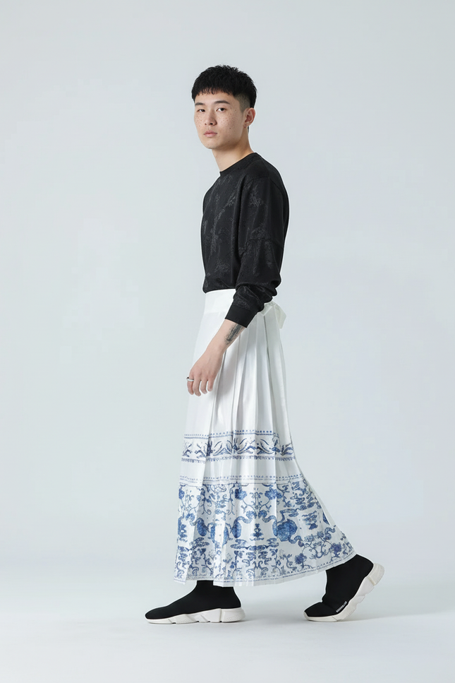 Jupe Homme Blanche Imprimée Décontractée