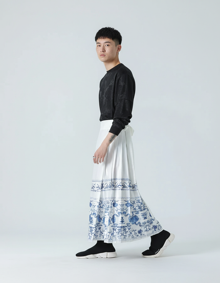 Jupe Homme Blanche Imprimée Décontractée