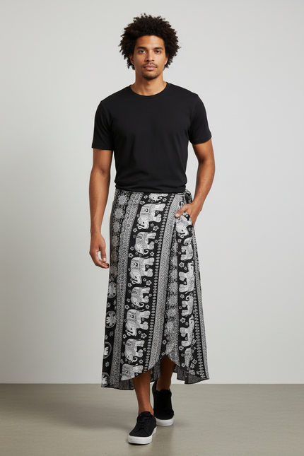 Jupe Homme Imprimé Éléphant Fluide