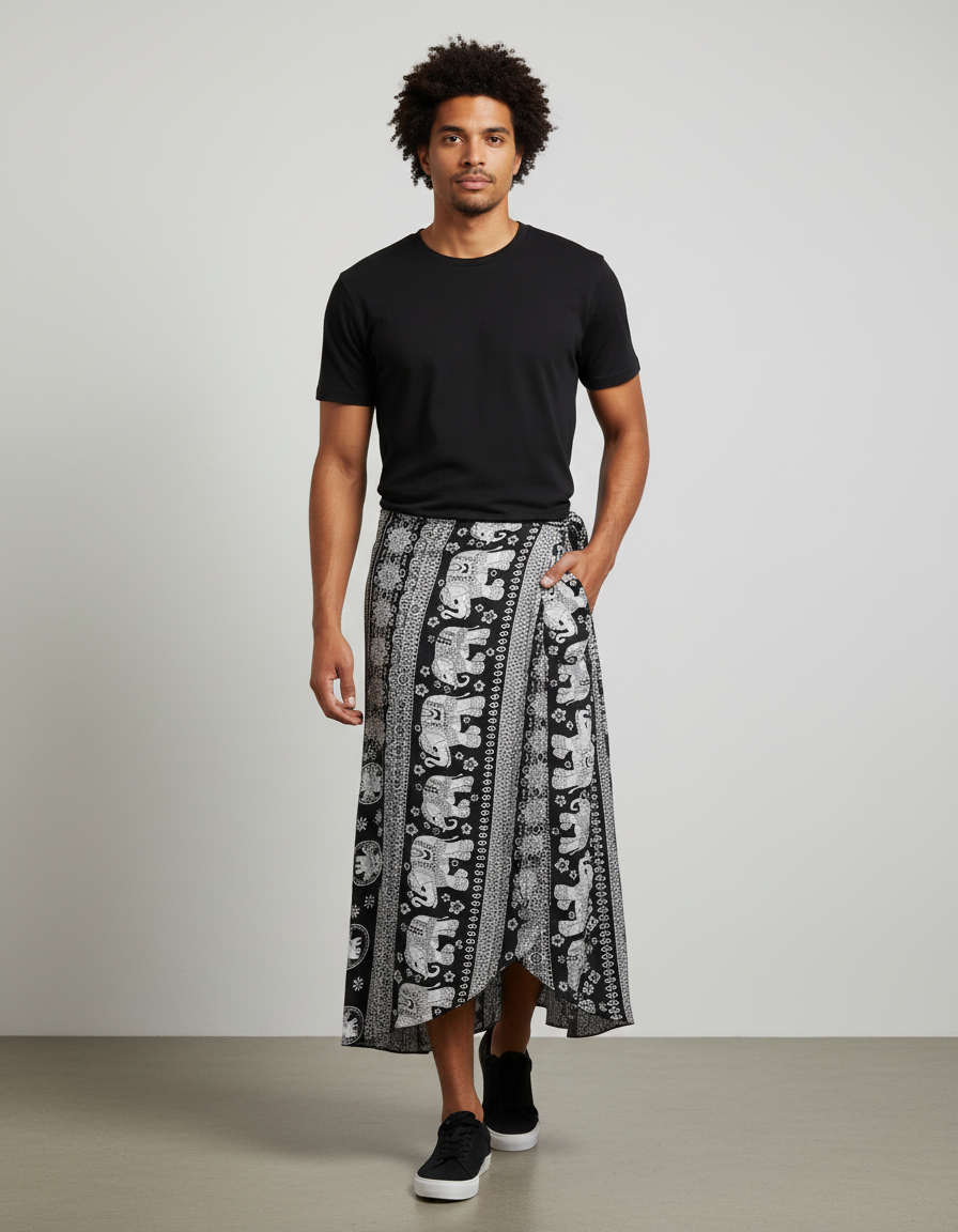 Jupe Homme Imprimé Éléphant Fluide