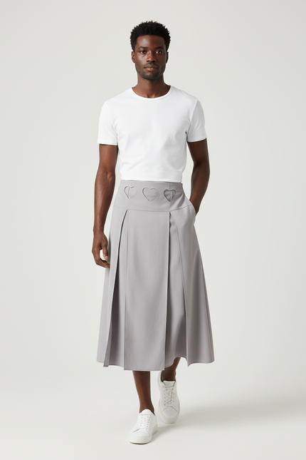Jupe Homme Grise Plissée Fluide Souple