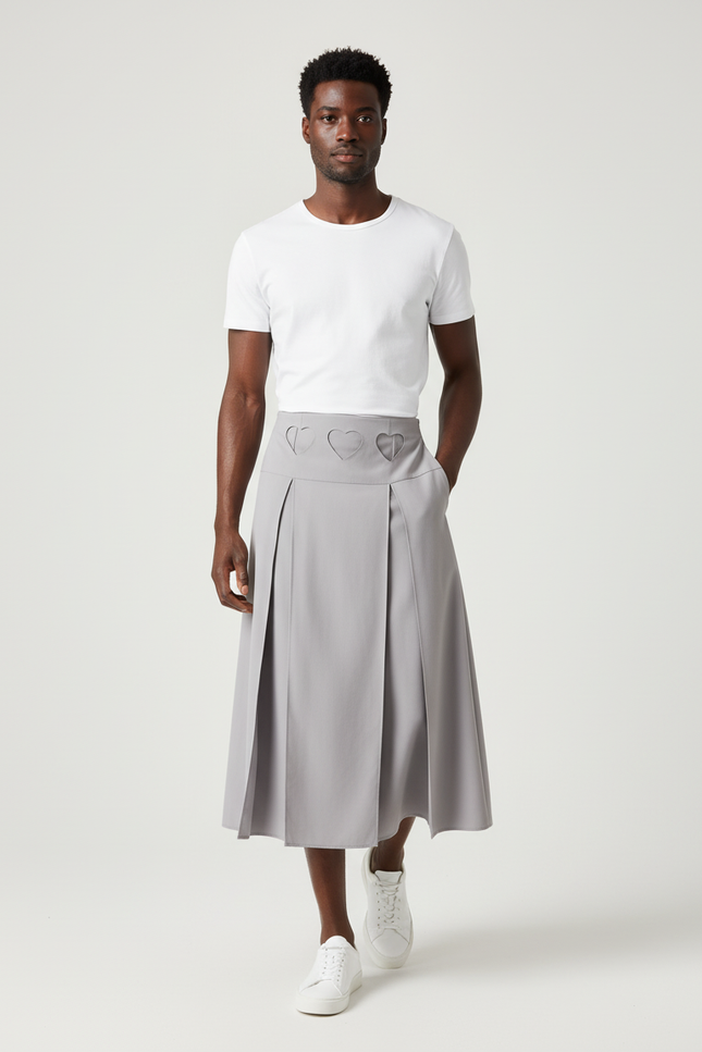 Jupe Homme Grise Plissée Fluide Souple