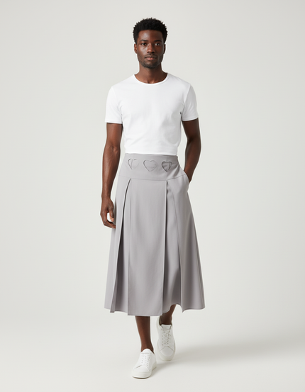 Jupe Homme Grise Plissée Fluide Souple