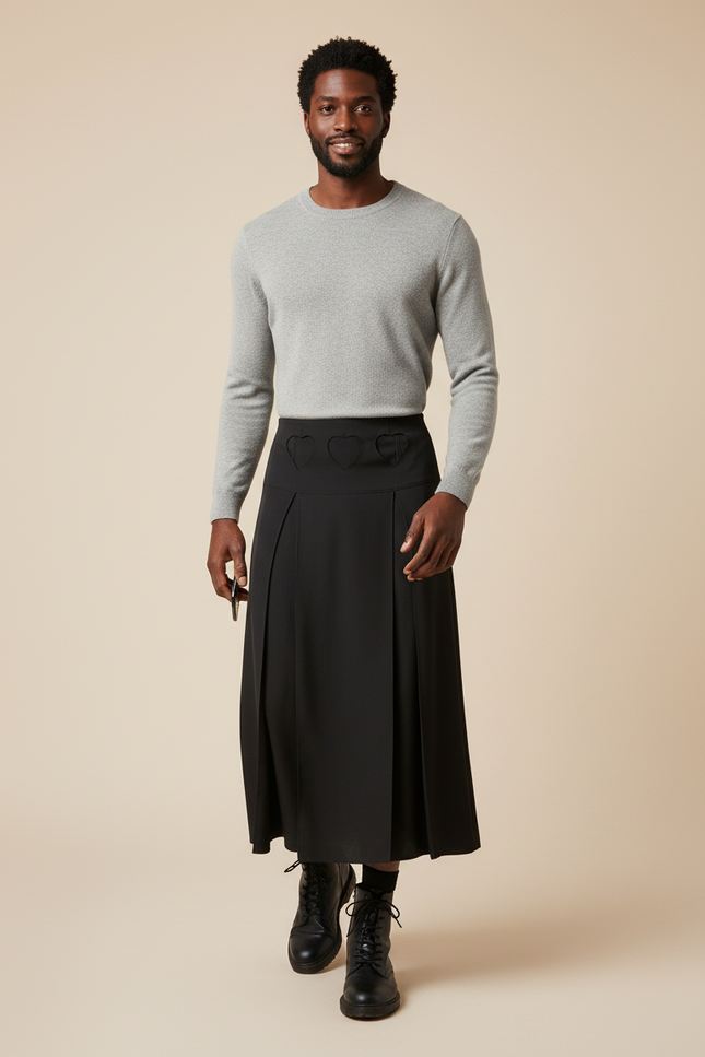 Jupe Homme Noire Plissée Décontractée Confortable