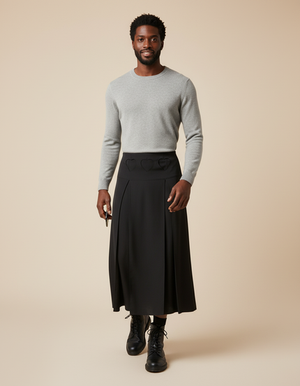 Jupe Homme Noire Plissée Décontractée Confortable