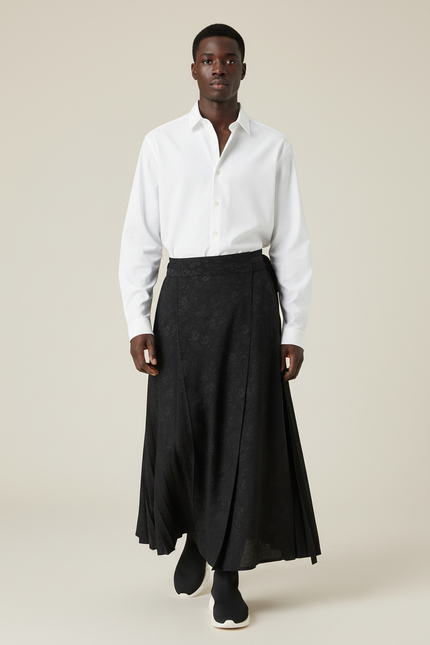 Jupe Homme Noire Plissée Fluide Élégante