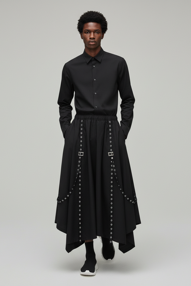 Jupe Homme Noire Œillets Gothique