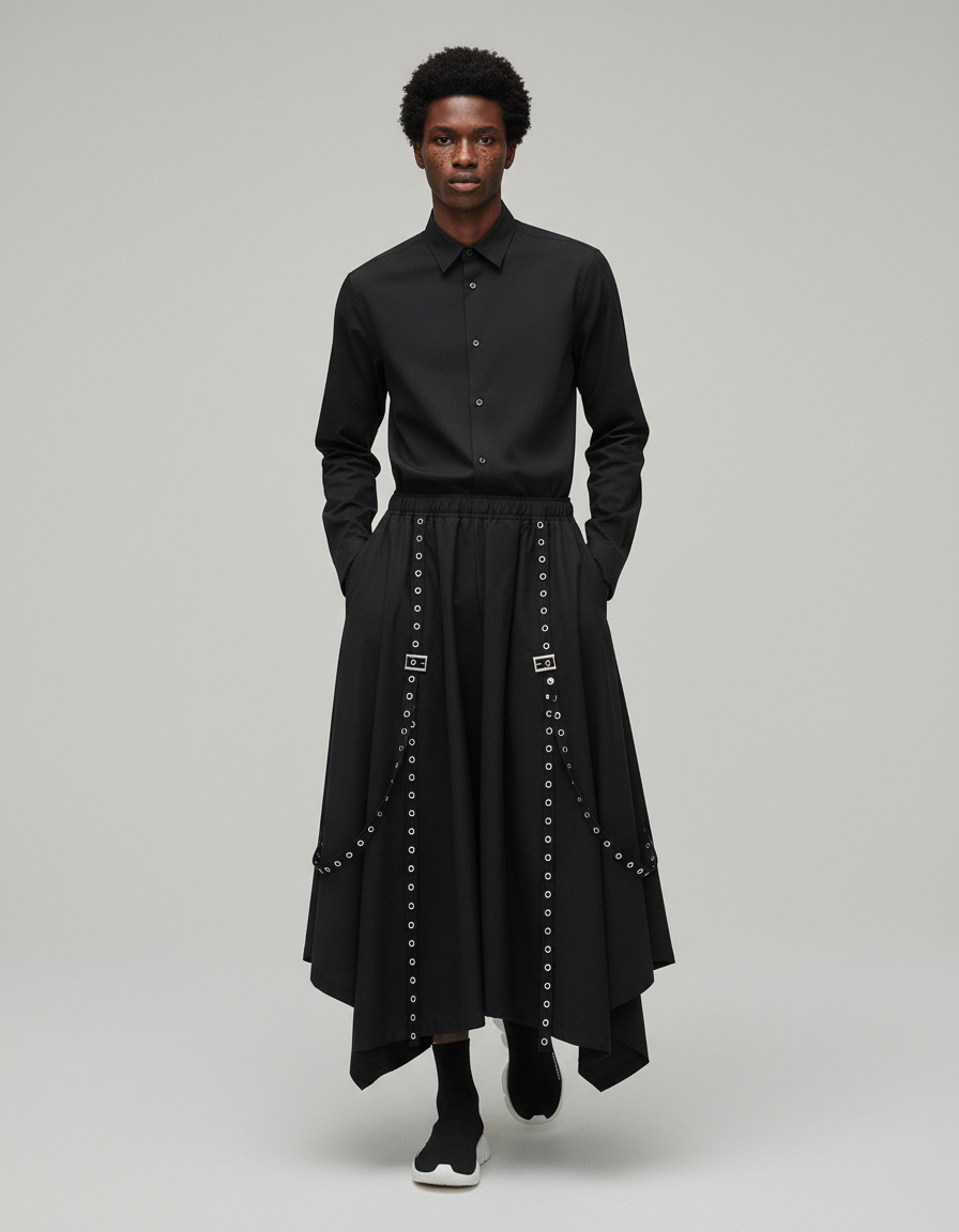 Jupe Homme Noire Œillets Gothique