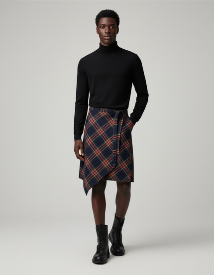 Jupe Homme À Carreaux Asymétrique Chic