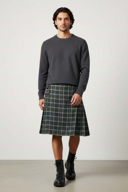 Jupe Homme Plaid Écossais Plissée