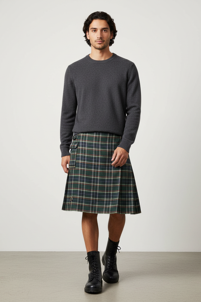 Jupe Homme Plaid Écossais Plissée