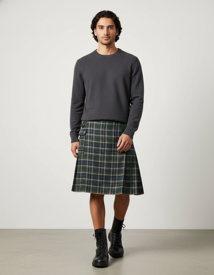 Jupe Homme Plaid Écossais Plissée