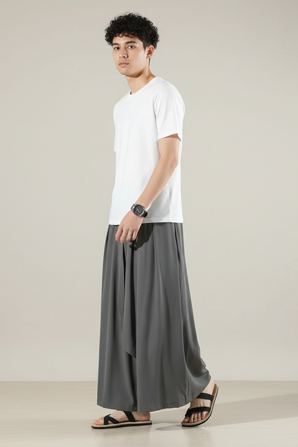 Jupe Homme Ample Grise Fluide